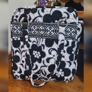 Vera Bradley Night And Day Pattern Floral Black and White Tote Bag